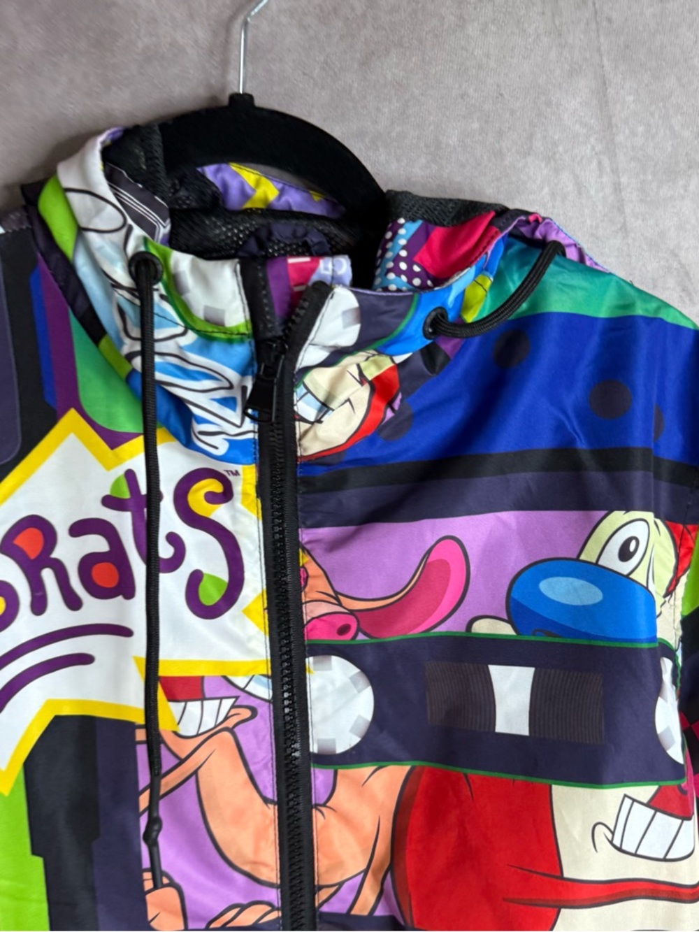 Members Only x Nickelodeon Ren Stimpy Rugrats All Over Print Jacket Men's Sz S - Picture 3 of 6